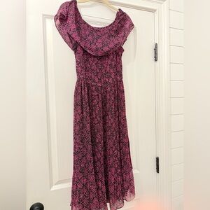 MICHAEL Michael Kors Pink and Black Stars Plisse Maxi Dress M